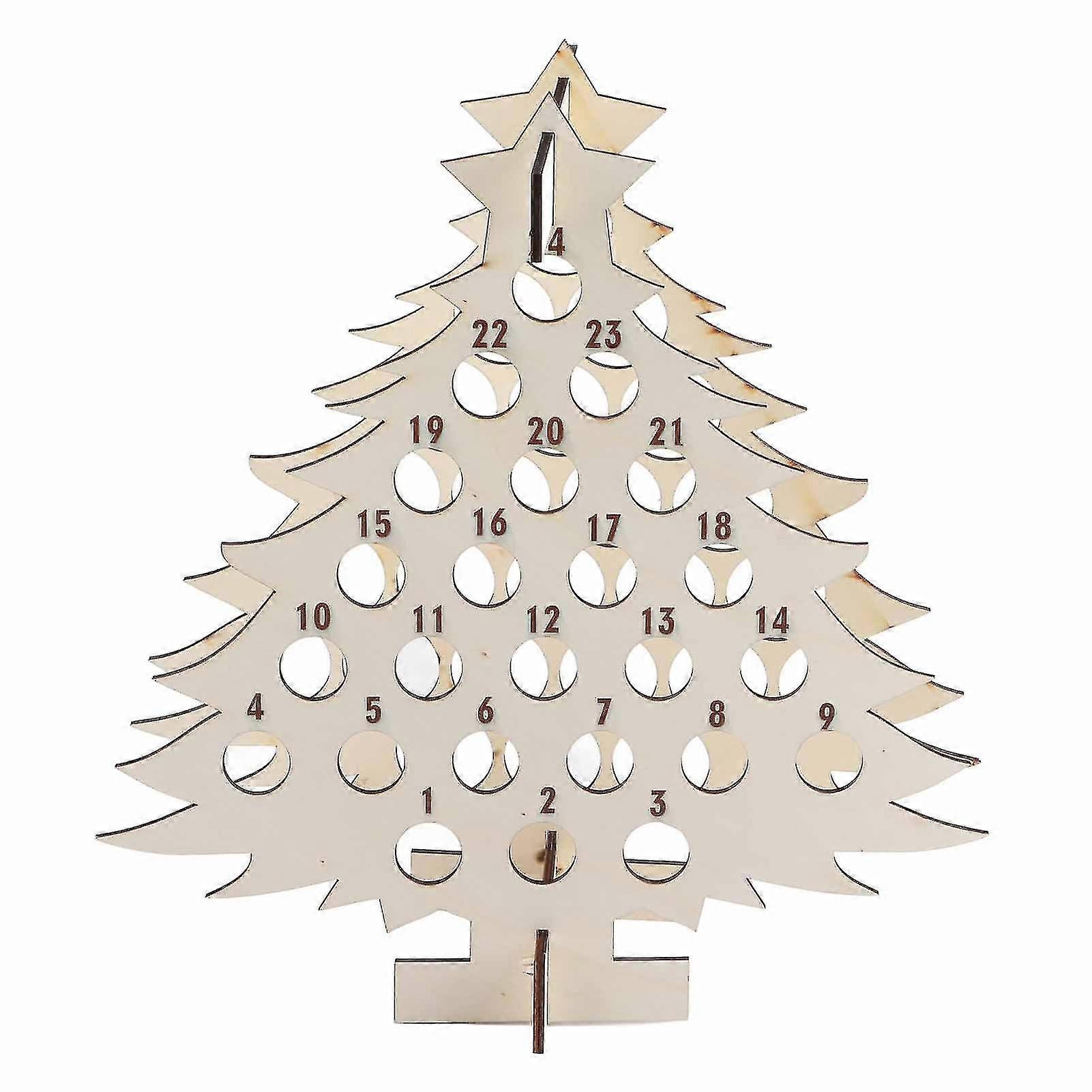 24 ξύλινα δώρα διακόσμησης σταντ μπουκαλιών κρασιού κατόχων οινοπνεύματος ξύλινων χριστουγεννιάτικων δέντρων - αντίστροφη μέτρηση ημερολογίου έλευσης Χριστουγέννων