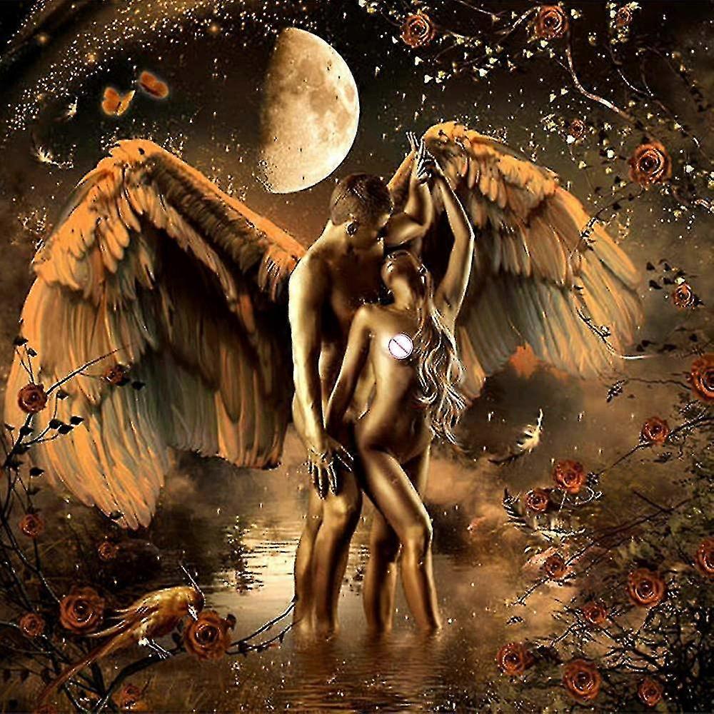 Evil Angel, 5D Embroidery Painting Rhinestones Inserted Diy Diamond Painting Cross Stitch, 50X60Cm, For Living Room, Bedroom, Study Etc (Color)