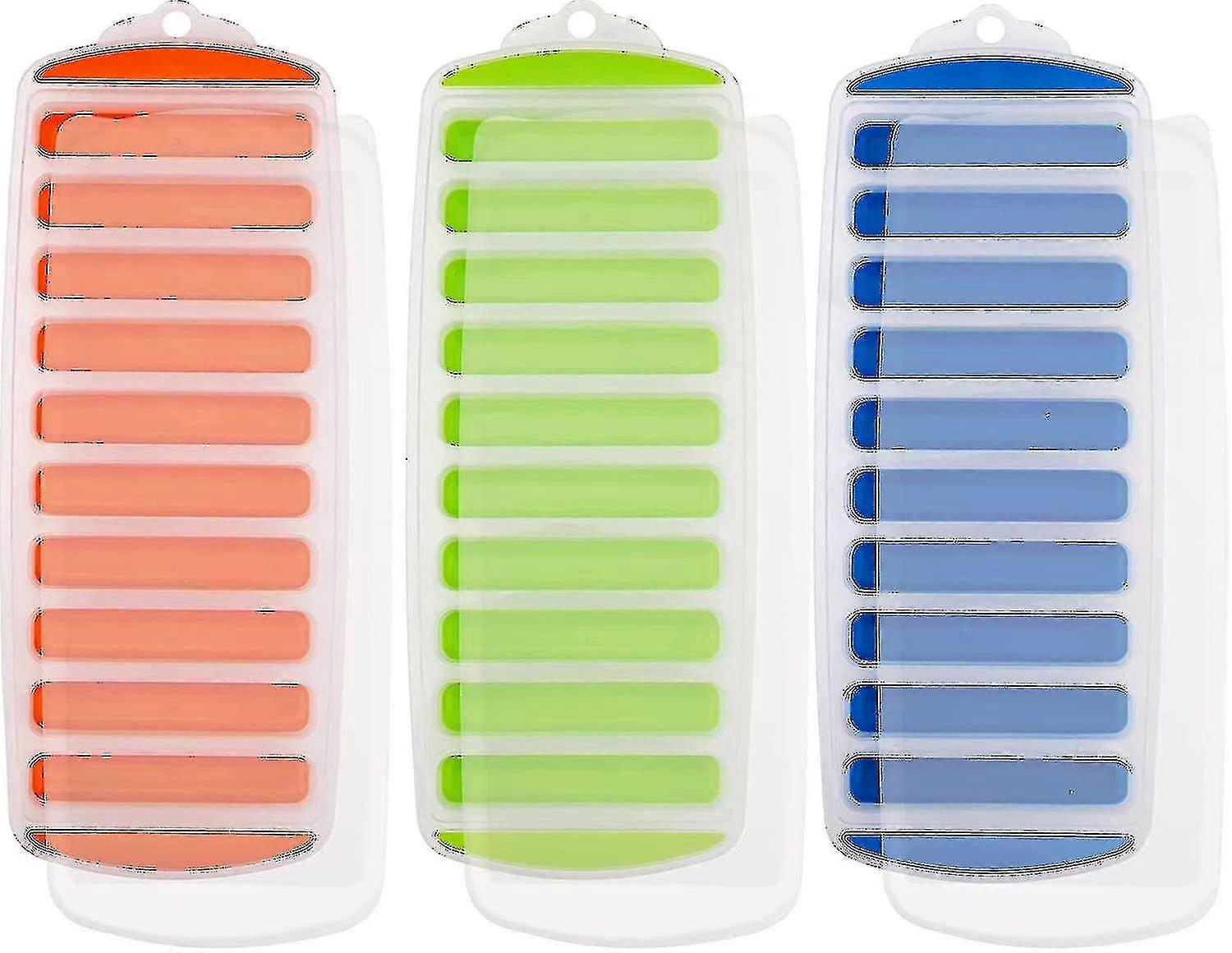 3 Pieces Reusable Silic Ice Cube Tray With Removable Splash Cover