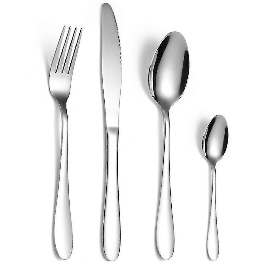 4pcs Cutlery Set Tableware Flatware Fork Knife Spoons Stainless Steel Silver