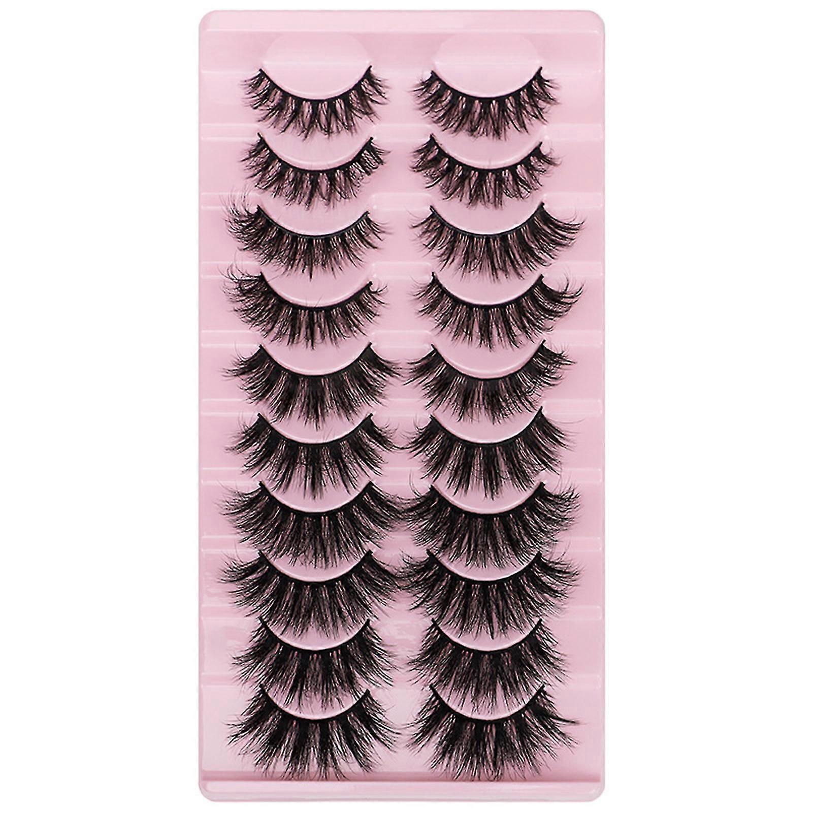 10 Pairs Fake Eyelashes 3d Handmade Natural Long Thick Fluffy Artifical Lashes