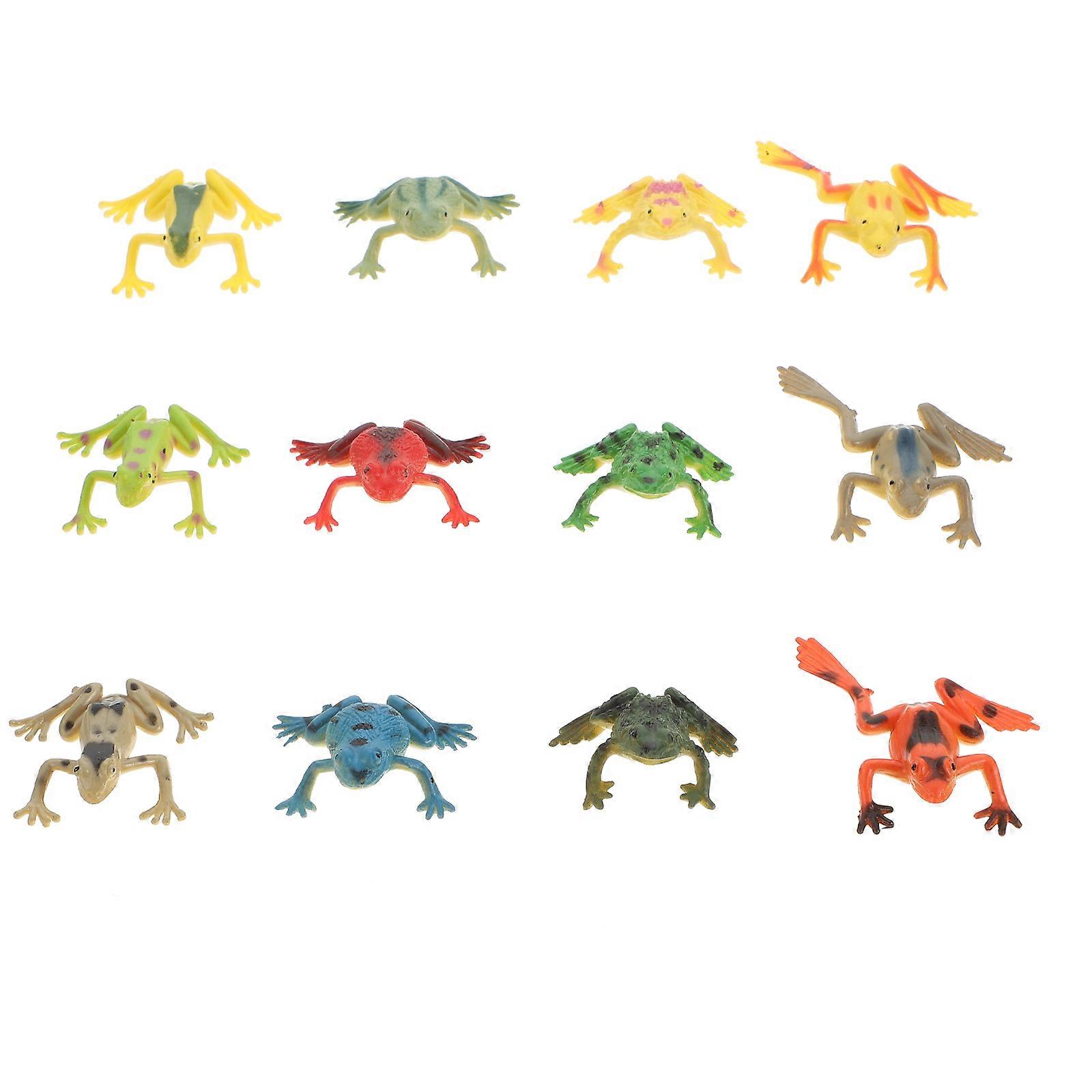 12Pcs Simulation Frogs Model Playthings Tropical Forest Frogs Toads Toys