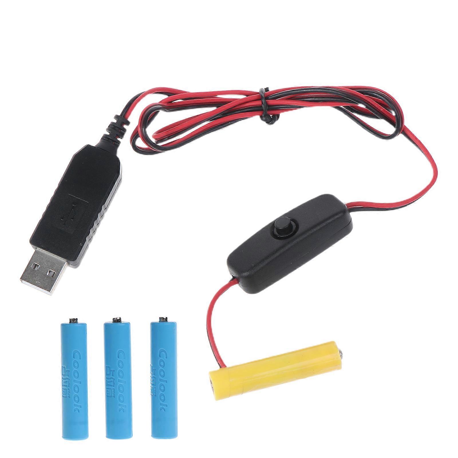 USB Power Supply AAA Battery Eliminator Switch for LED Light Lamp Clock Toys
