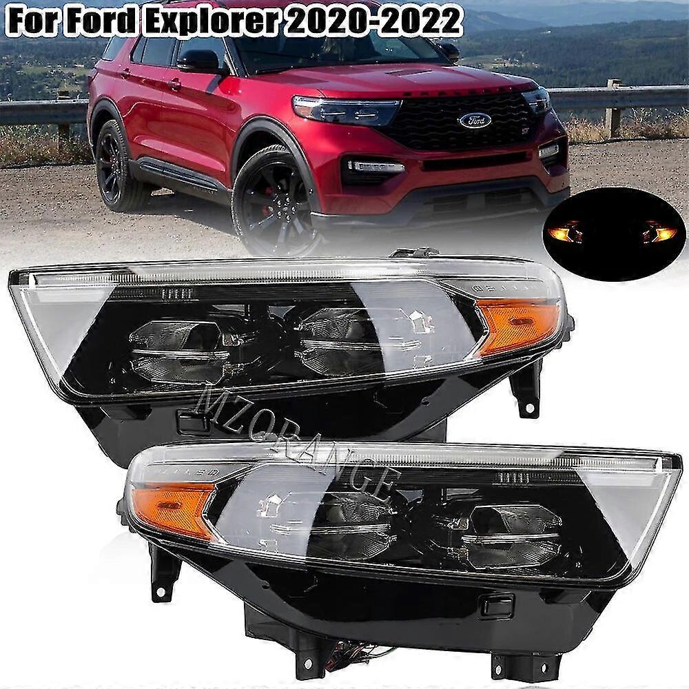 Daytime Running Light Headlight For Ford Explorer Xlt 2020 2021 2022 Drl Chrome Frame Turn Signal Lamp Assembly Car Accsesories