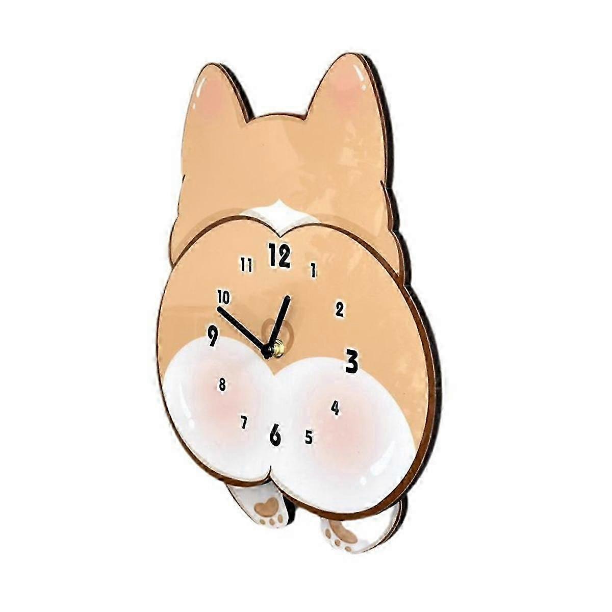 漫画の犬コーギーロッキング時計の部屋と寝室の装飾時計かわいいサイレント壁掛け時計