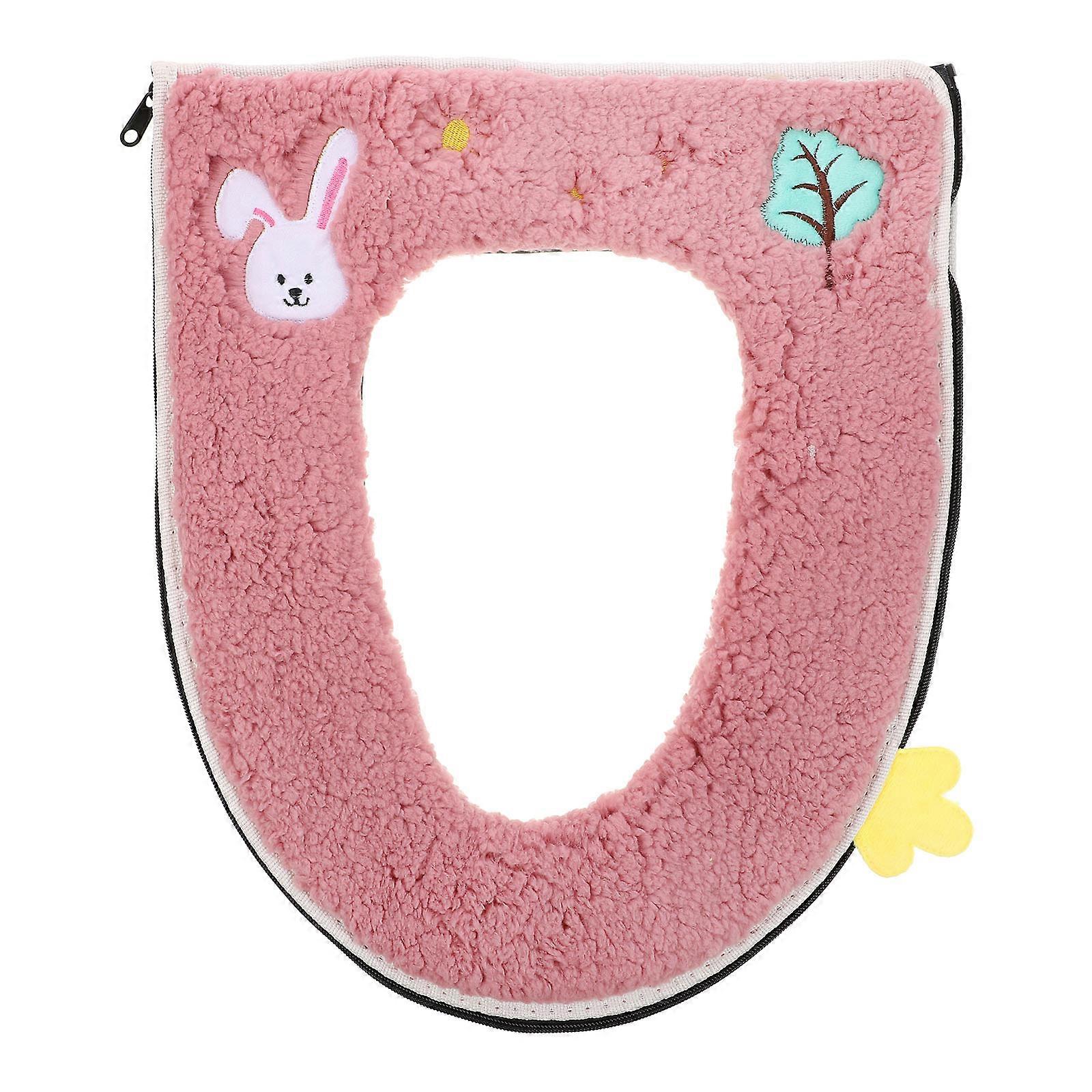 1 st toalettsitsskydd för hushåll, plysch, vattentät, dragkedja, toalettsitsskydd (blandade färger)