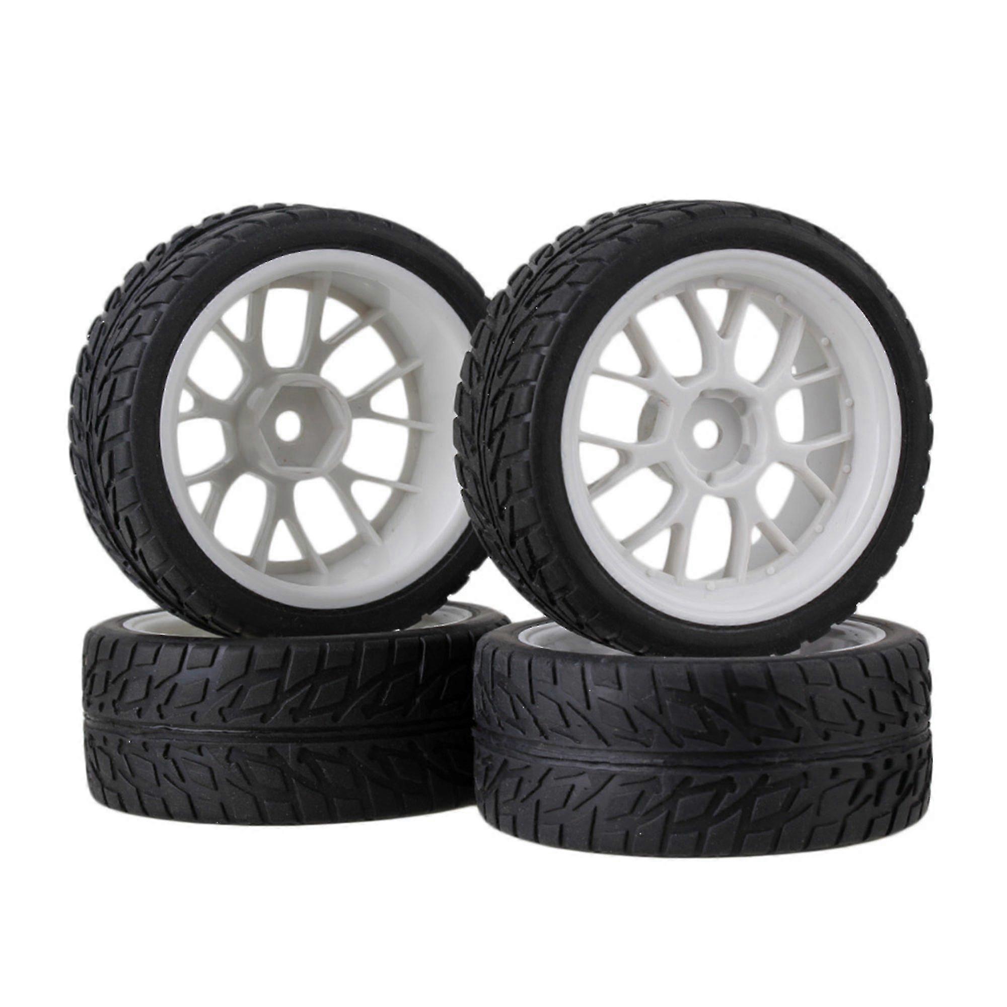 4pcs Flame Pattern Rubber Tyres+white Plastic Y-shape Wheel Rim For Rc110