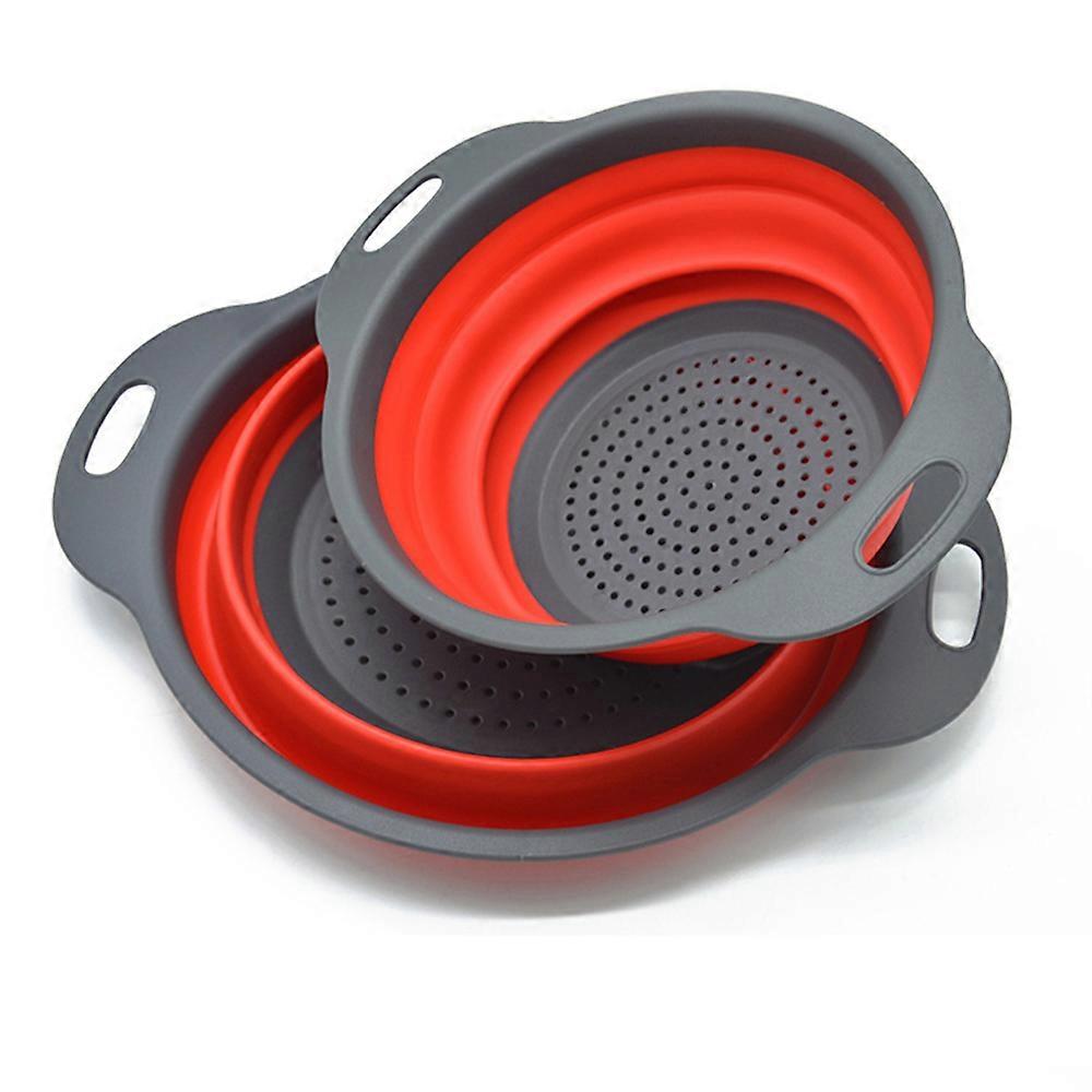 2pcs Collapsible Colanders Kitchen Strainer Space-saving foldable filter colander Set