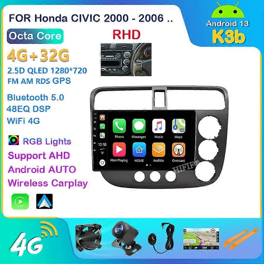 For Honda CIVIC 2000 - 2006 Car Radio Multimedia Video Player Navigation GPS Stereo Auto Android BT No 2 DIN 2din