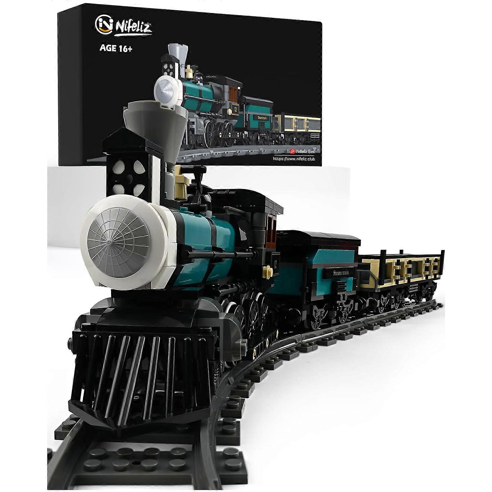 Nifeliz Steam Train Building Kit and Engineering Toy, Collectible Steam Locomotive Display Set, Train Set with Train Track, Top Present for Train Love