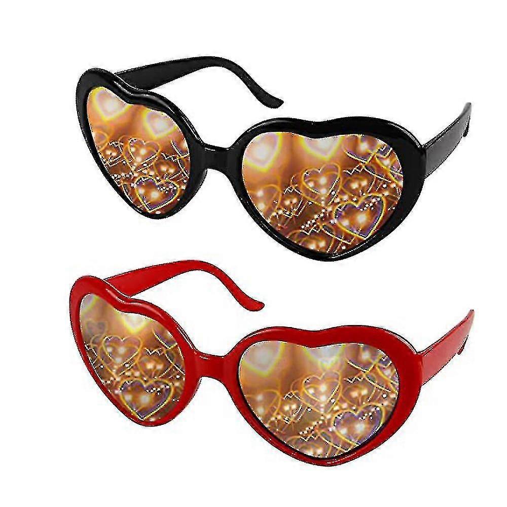 Xinxu Heart Effect Glasses Diffraction Glasses, 3d Heart Glasses With Heart Effect, Rave Glasses, 3d Glasses Diffraction Glasses For Music Outdoor P