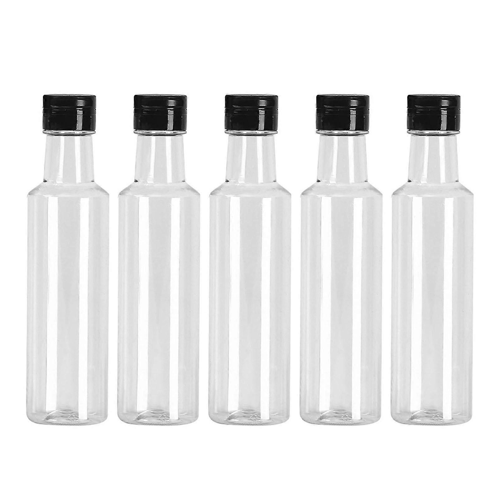 5Pcs Woozy Bottles Clear Sauce Woozy Bottle Plastic Empty Beverage Bottle with Leakproof Cap for Oil Vinegar Syrup