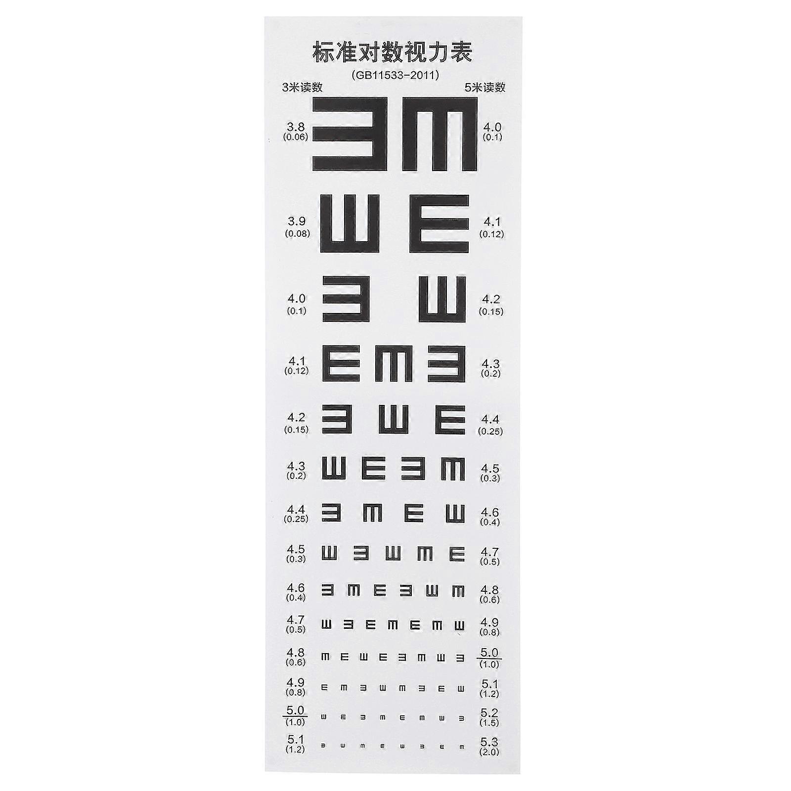 Standard Eye Chart Waterproof Clear Visual Testing Chart for Home School