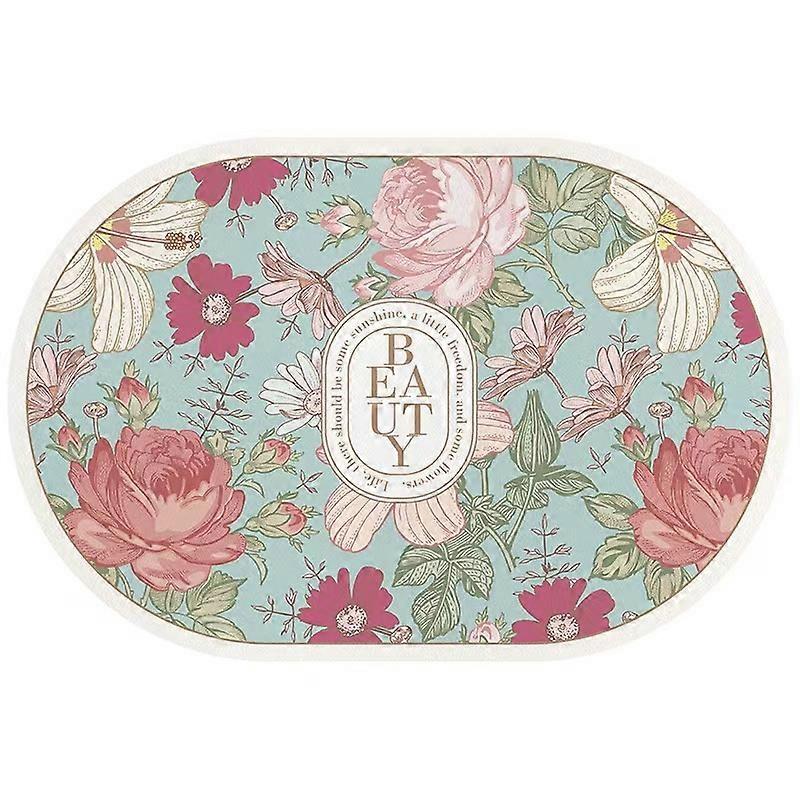 VIKAMA 40X60 ס"מ אובלי קריסטל קטיפה שטיח גינה פרח בסגנון חדר אמבטיה שירותים דלת סלון 