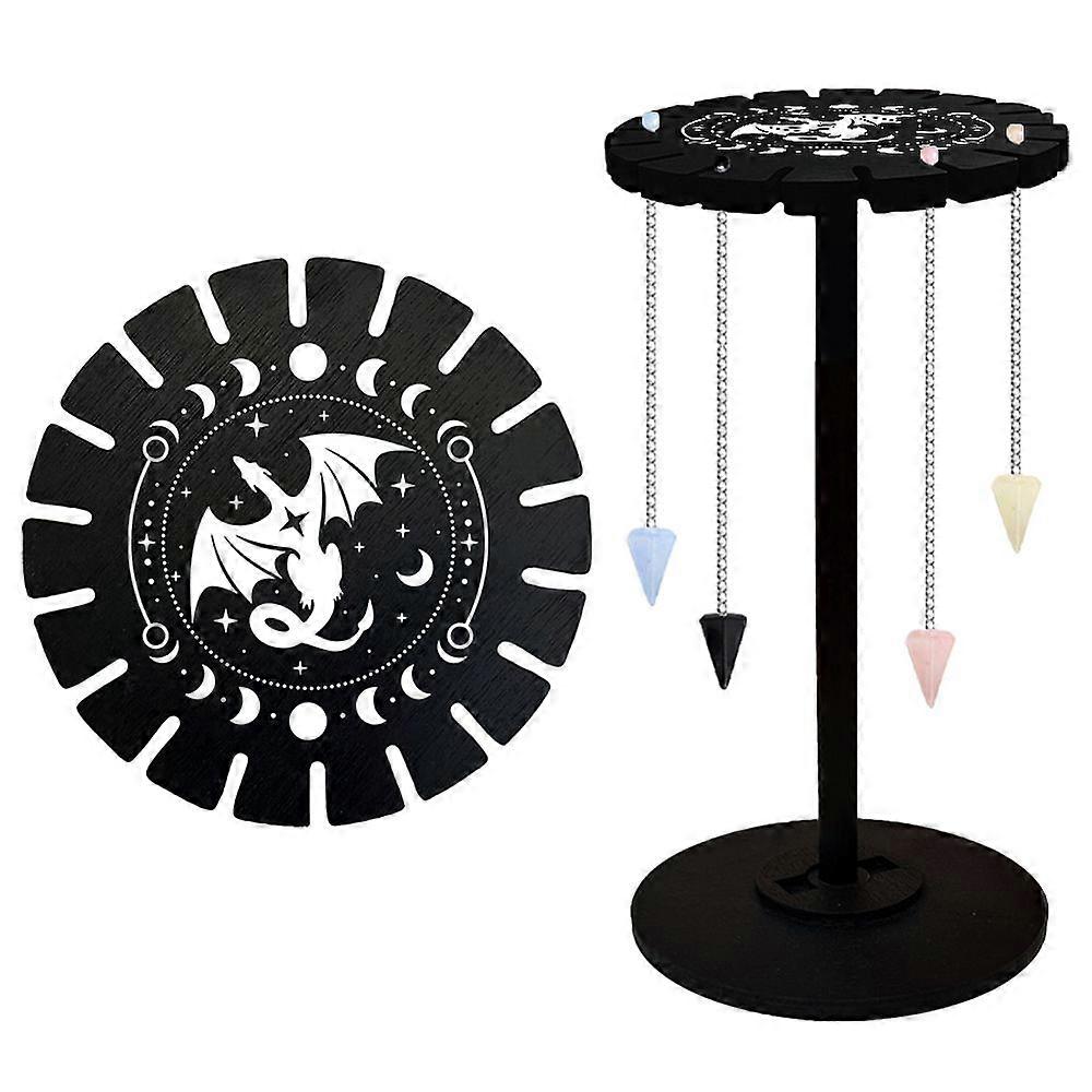 Dragon Pendulum Holder Moon Phase Crystal Display Shelf Wooden Pendulum Display Stand Up 18 Divination Black Pendulum Board for Hanging Crystal Stone