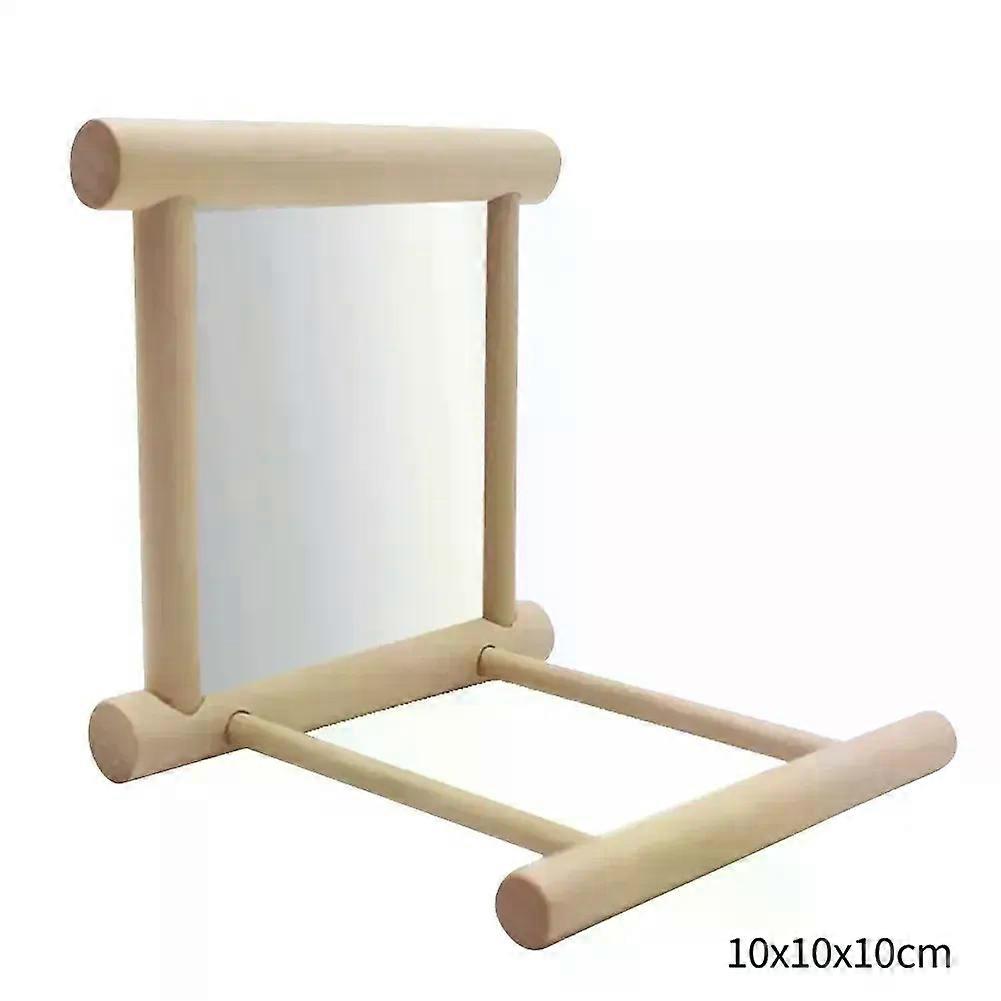 مرآة الطيور لعبة خشبية تفاعلية مع جثم لببغاء الببغاء الصغير الببغاء كوكاتيل كونور طيور الحب قفص الملحقات