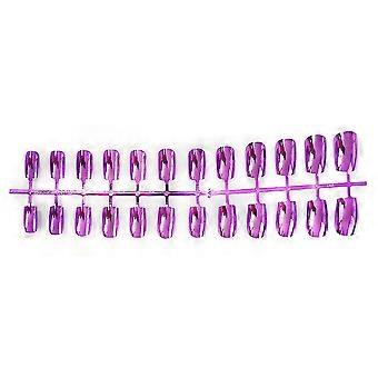 24pcs Short False Nail Colorful Solid Color Plating Nail Safe Material Gift  UV-12