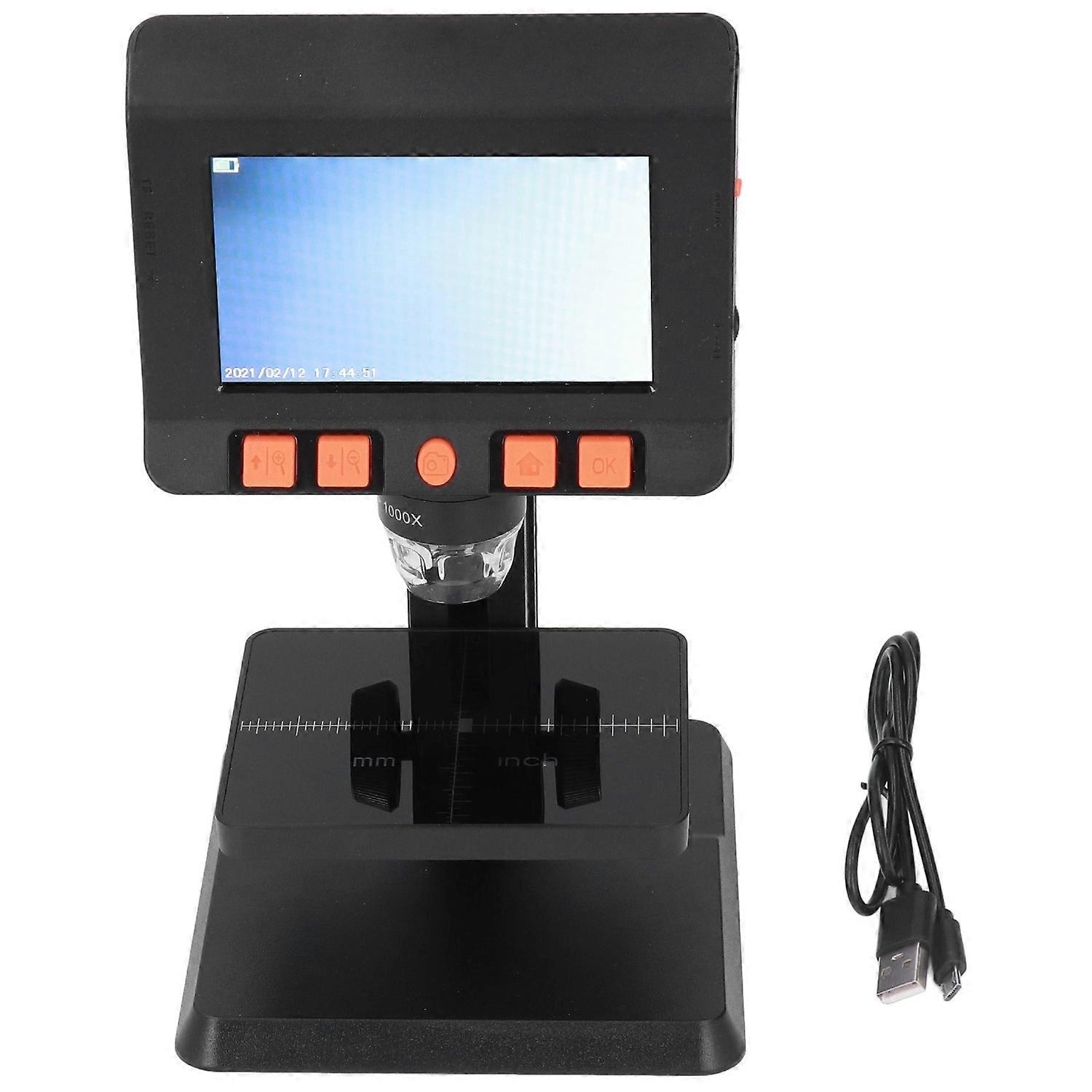 4.3in Screen HD Digital Microscope Adjustable LED 50X‑1000X Magnification Electronic Camera