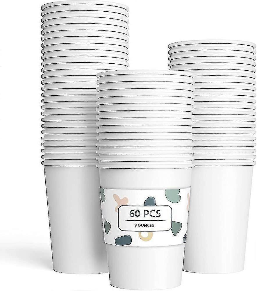 60 Pack Disposable Biodegradable Compostable Paper Cups For Party, Birthday, Diy