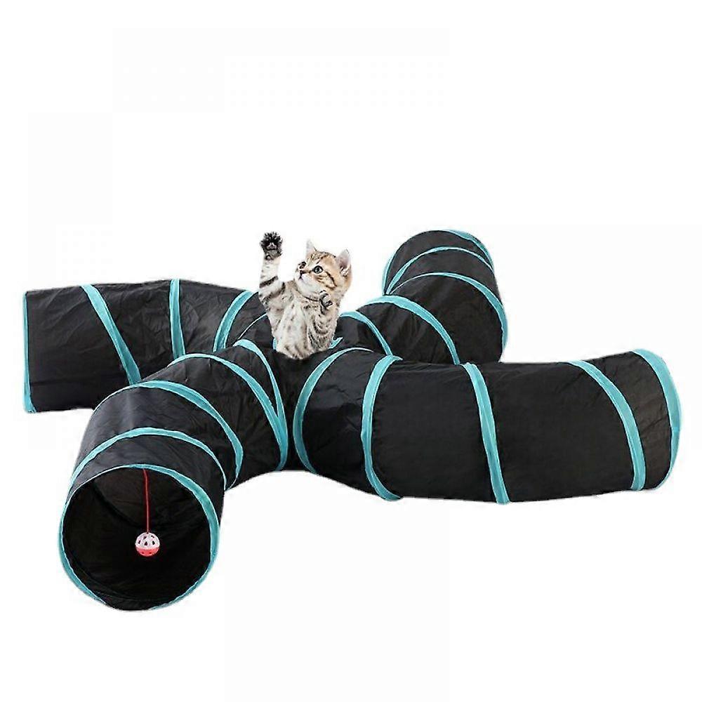 Foldable cat four-way tunnel blue black Cat Channel Cat Tent S-shaped Cat Four way Spiral S Four channel
