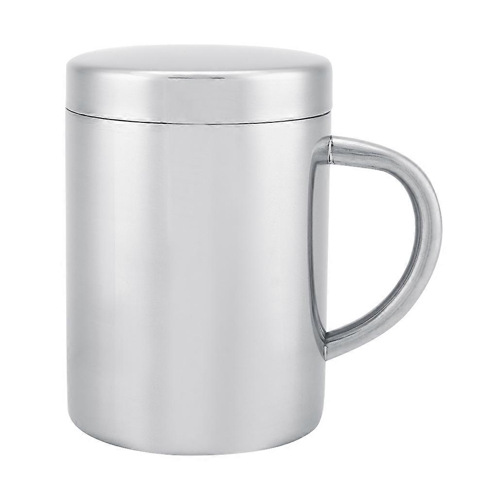 Durable Stainless Steel Double Walled Insulated Mug Cups with Handle Lid (L)