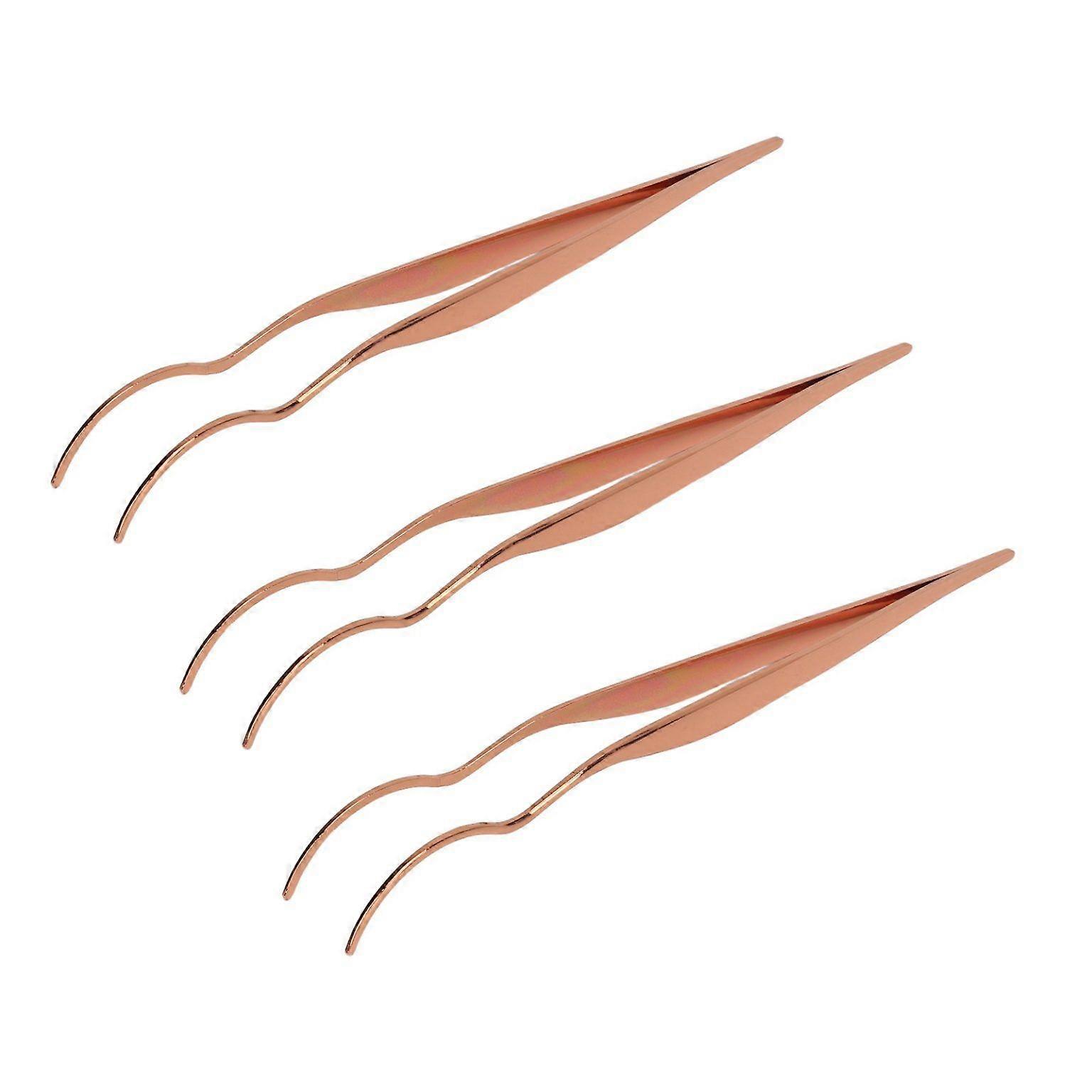 3PCS Rose Gold Eyelash Extension Tweezers Set