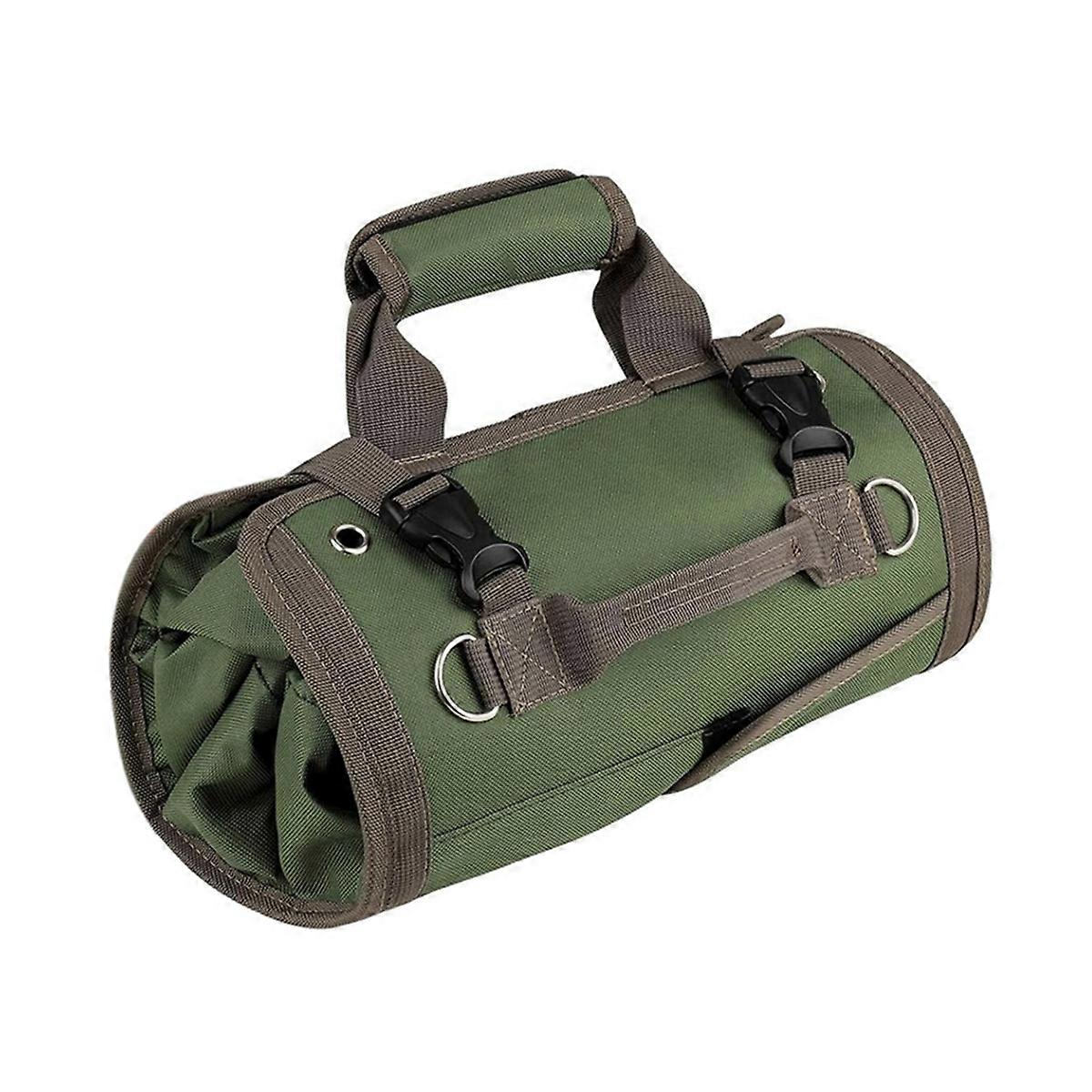 Tool Bag Roll Up, Portable Tool Storage with 2 Removable Zipper Pockets, Father'S Day Dad Birthday Gift, Green