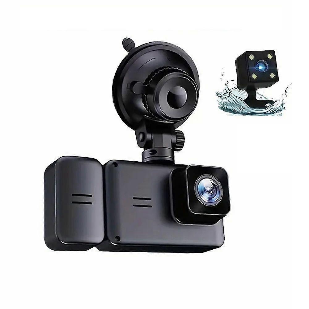 1080P Car DVR Dash Camera Front & Inside & Rear Camera 3~Lens Driving Recorder 2 Inch Screen Dashcam Support Night~Vision/Parking Monitoring/Collision