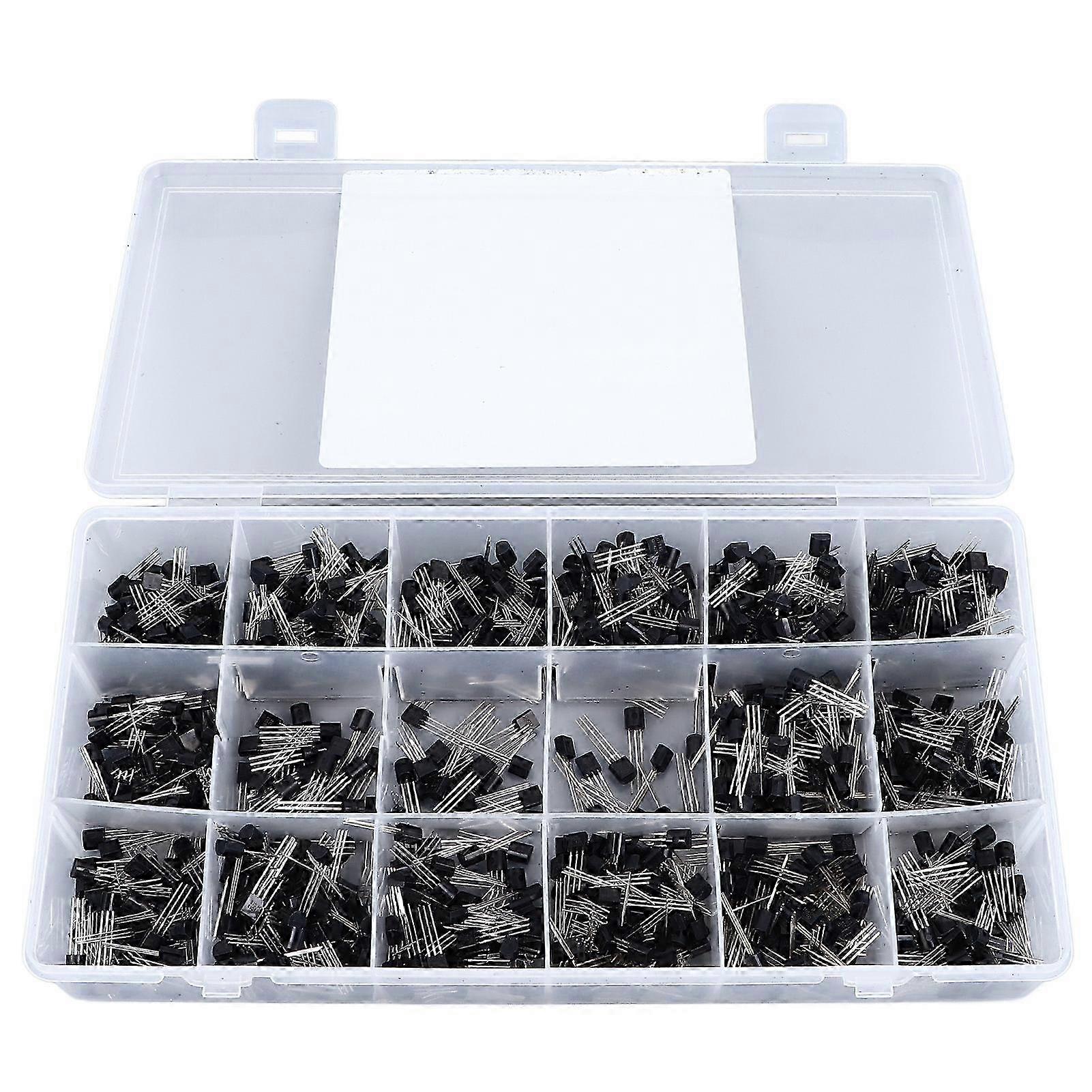 900Pcs Transistor 18 Types Diode Triode Semiconductor Switch Low Power Assortment Set Kit
