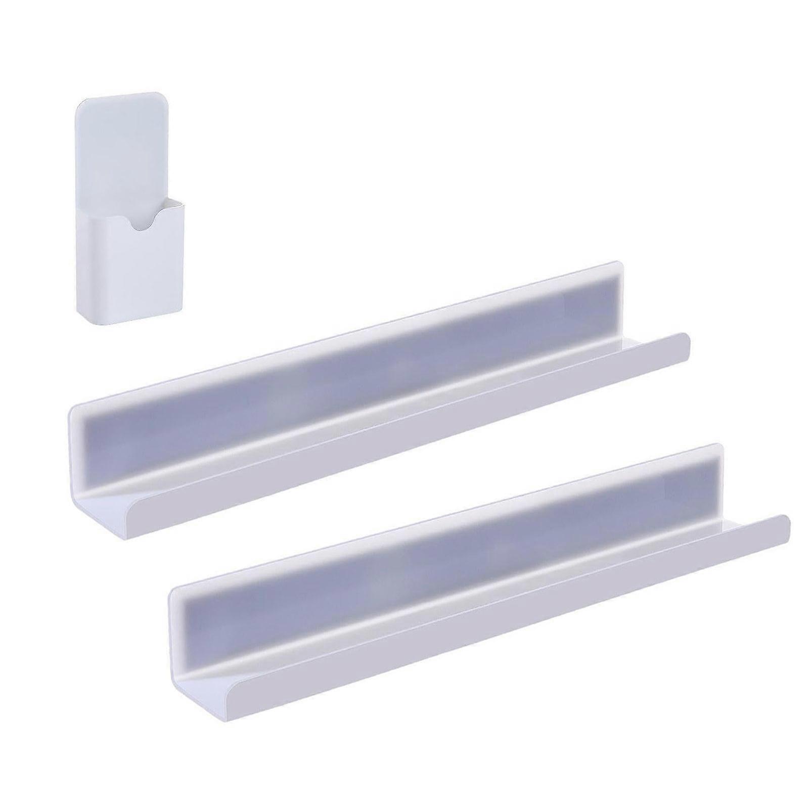 Non-punching Magnetic Bookshelf Acrylic Wall Mounted Floating Bookshelf Book Organizers Book Storing Display Rack White