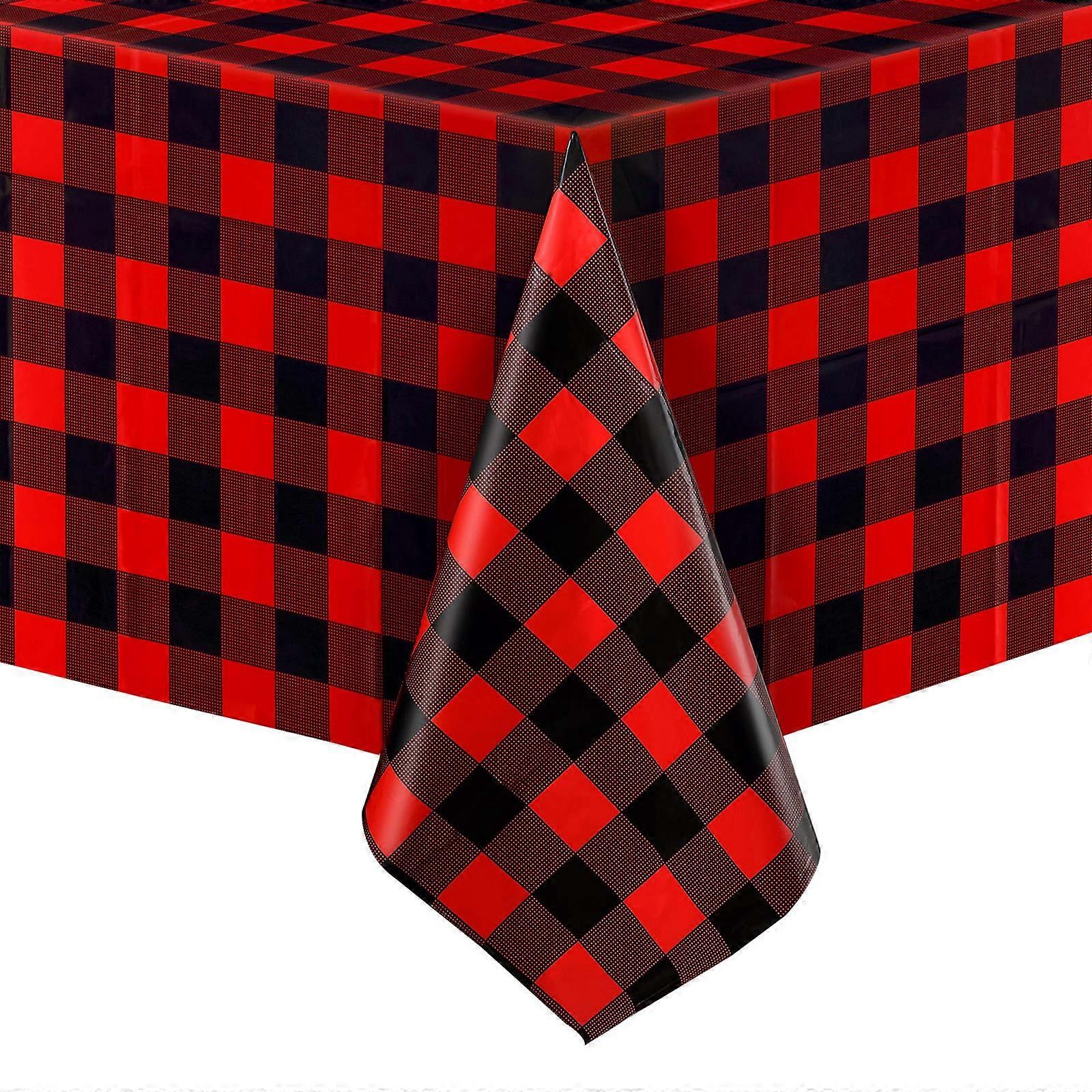 3 Pack Christmas Plaid Tablecloth Set for Decoration