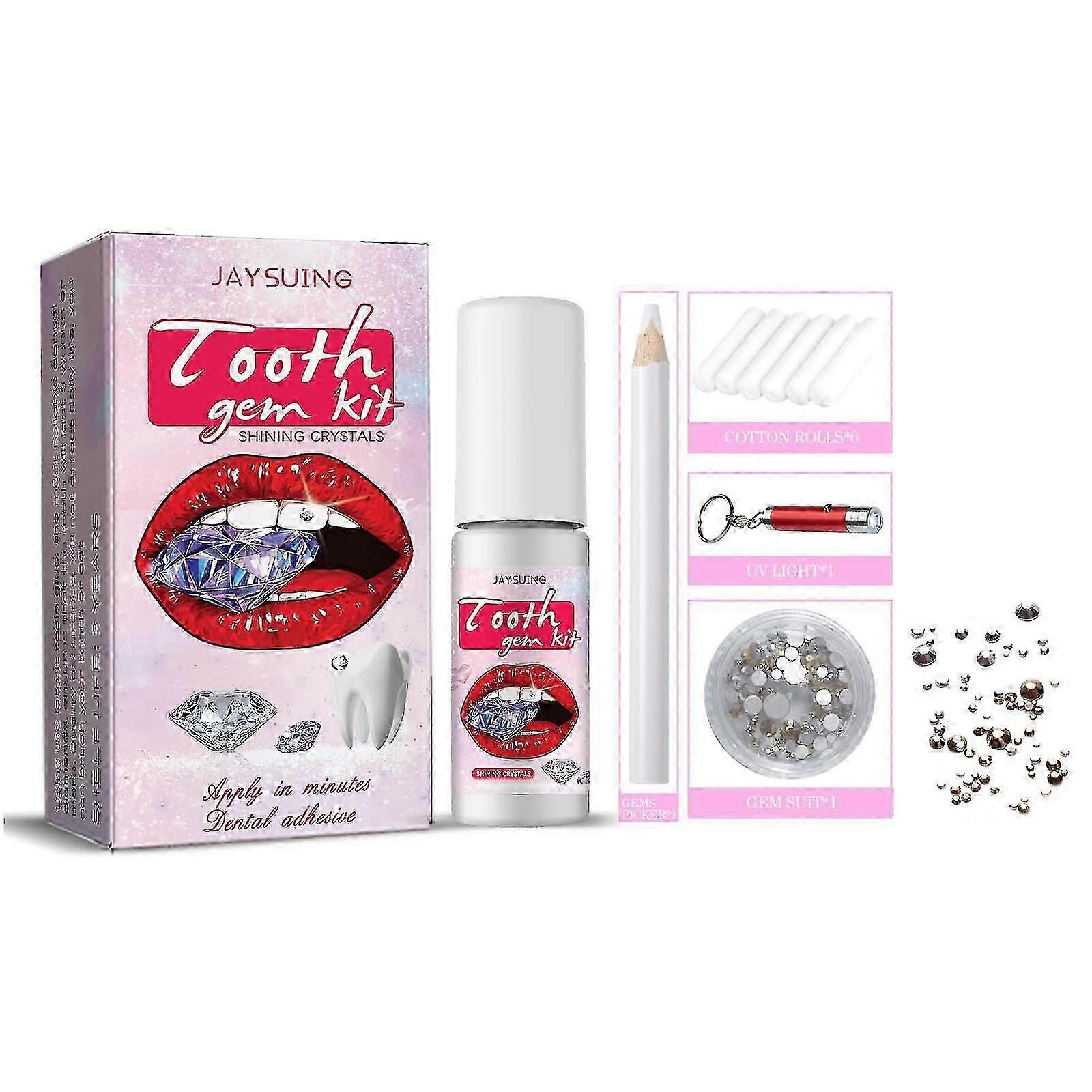 Tooth Set With Curing Lamp And Glue, 20 Piece Jewelry Starter Set
