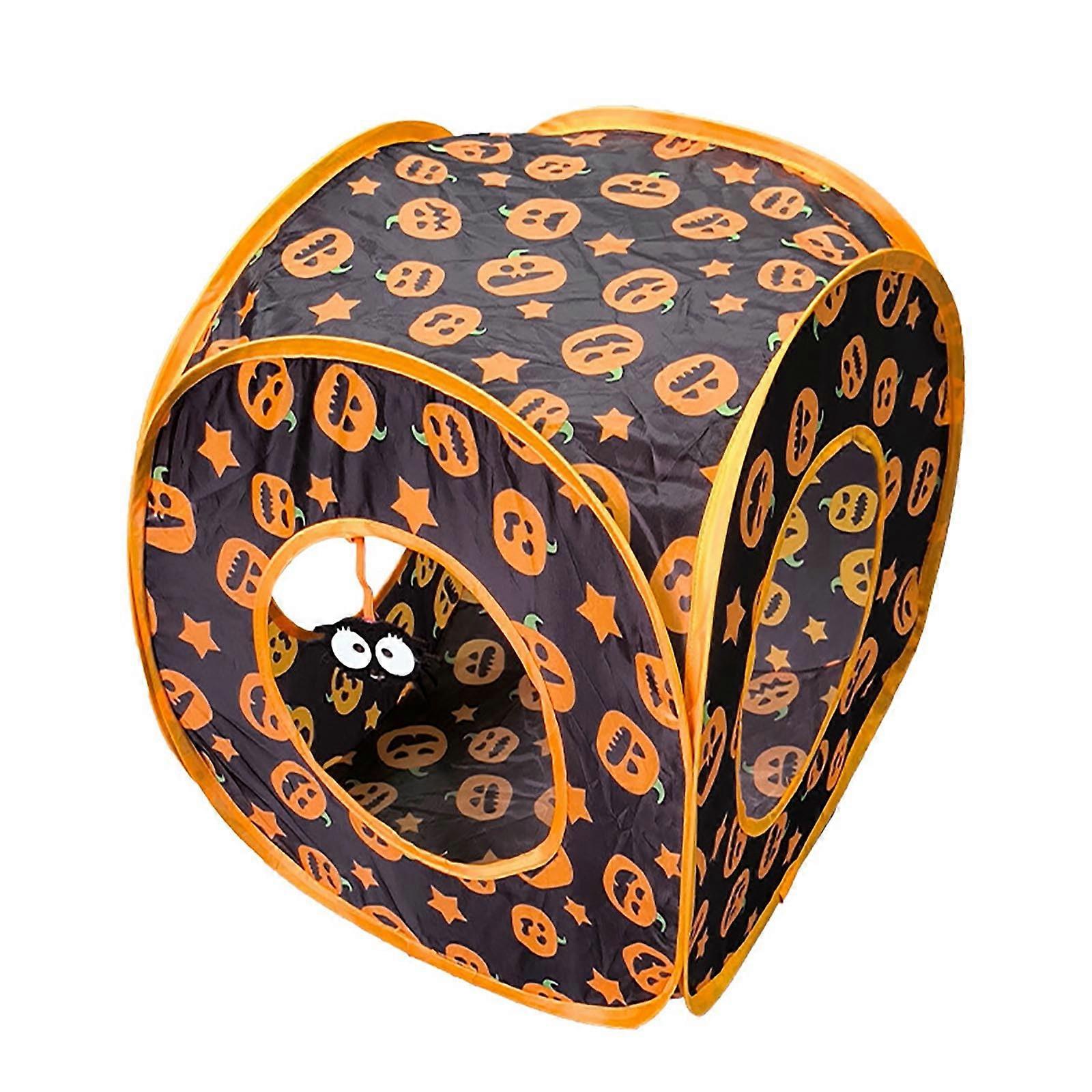 Cat Tunnel Toy With Tent Foldable Fabric Large Size Pop Up Mesh Sides Easy Clean
