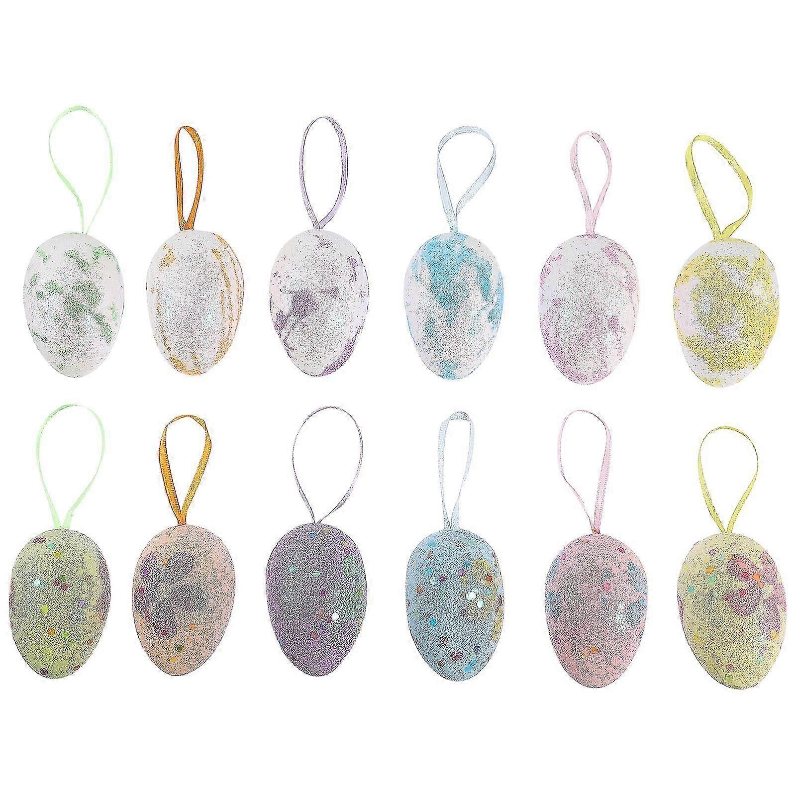 12Pcs Easter Hanging Eggs Classic Easter Eggs Hanging Ornaments for Easter