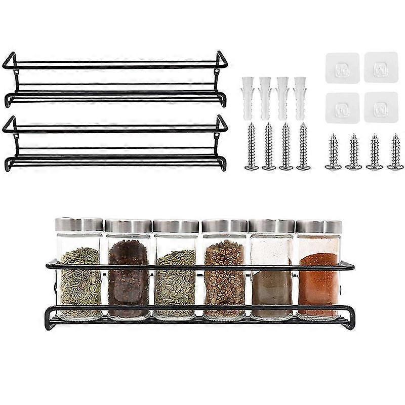 1 Piece Chrome Spice Rack Wall Organizer Single Tier Spice Rack - Black