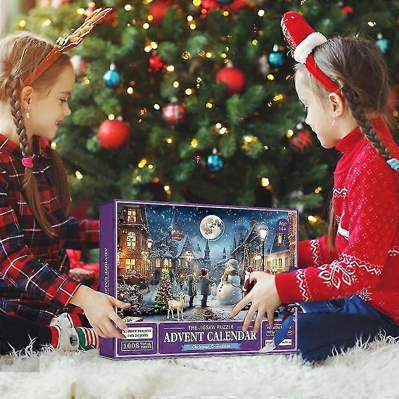 Advent Calendar Jigsaw Puzzle-christmas Family Holiday Puzzle 1008 Pieces Jigsaw Puzzle,24 Boxes Puzzles