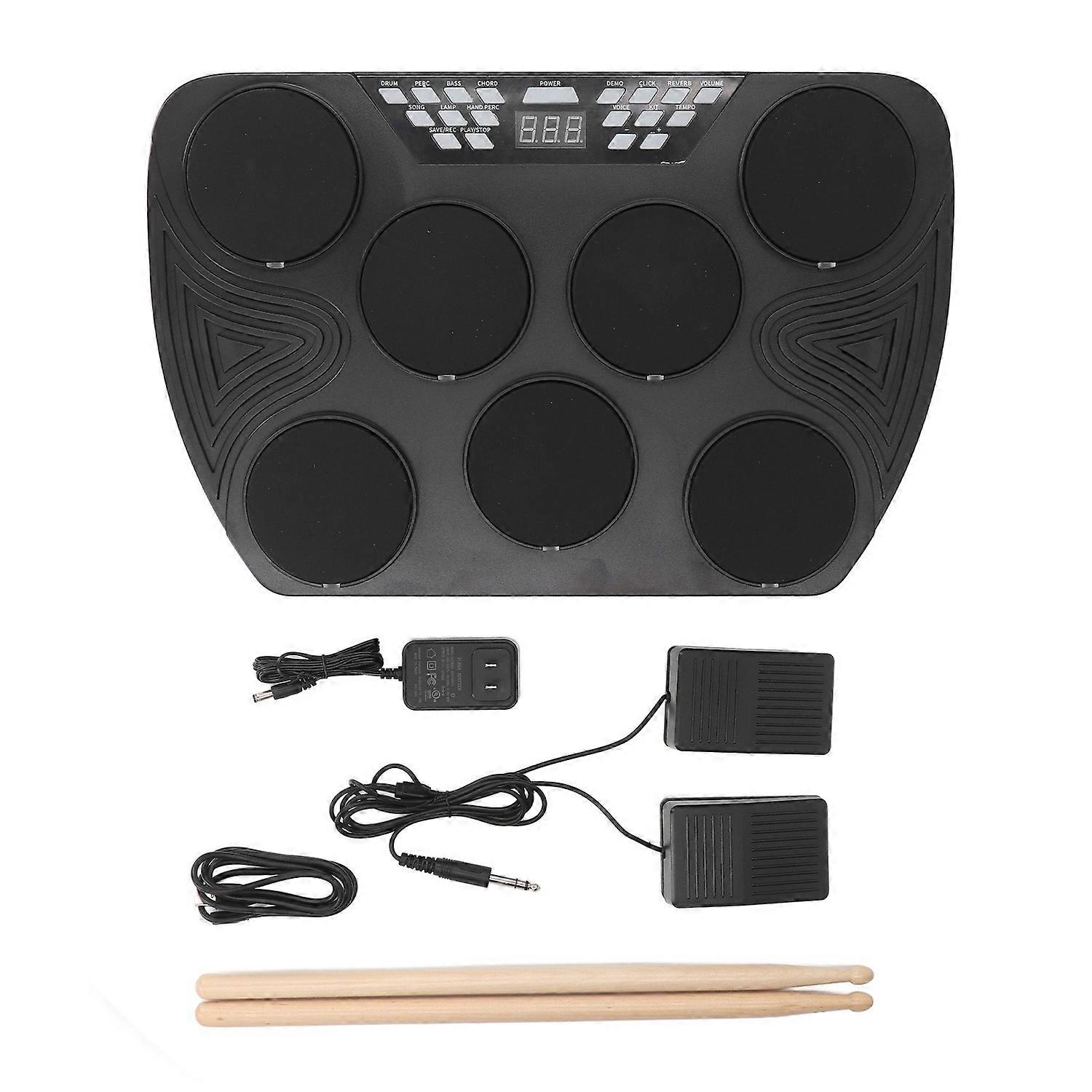 Portable Electronic Drum Set Professional 7 Pad Digital Drum Kit with Stereo Speakers for Kids Adult