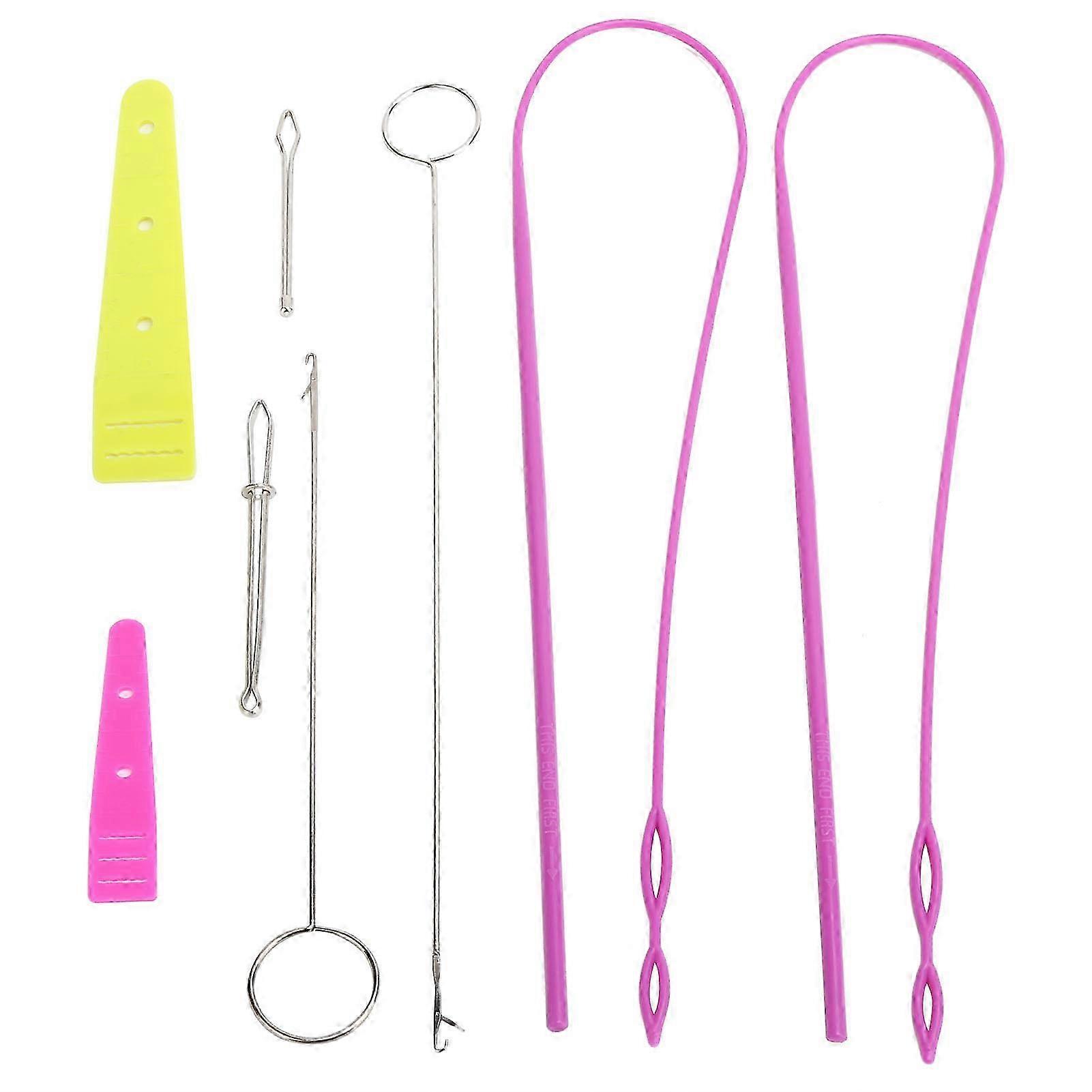 9Pcs DIY Drawstring Threader Set Sewing Loop Turner Hook and Tweezers Home Sewing Tool