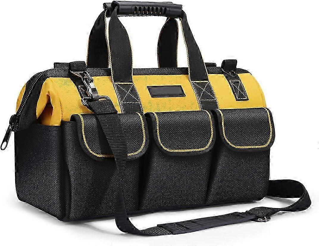 Heavy Duty Tool Bag, Hand/Power Tool Organizer, with Shoulder Strap, Zipper and Wear-Resistant Rubber Base, Large Capacity, Waterproof, Tool Storage,