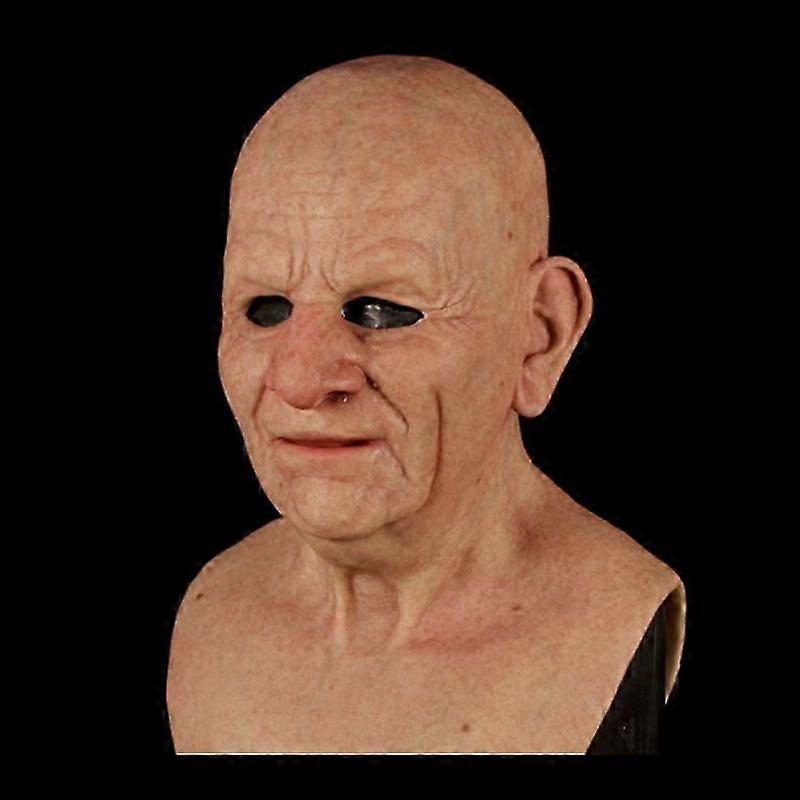 新しい現実的なハロウィーンラテックス人間のしわフェイスマスク老人フルヘッドヘッドウェア