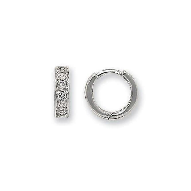 9CT White Gold Hinged Zirconia Earrings ER026W