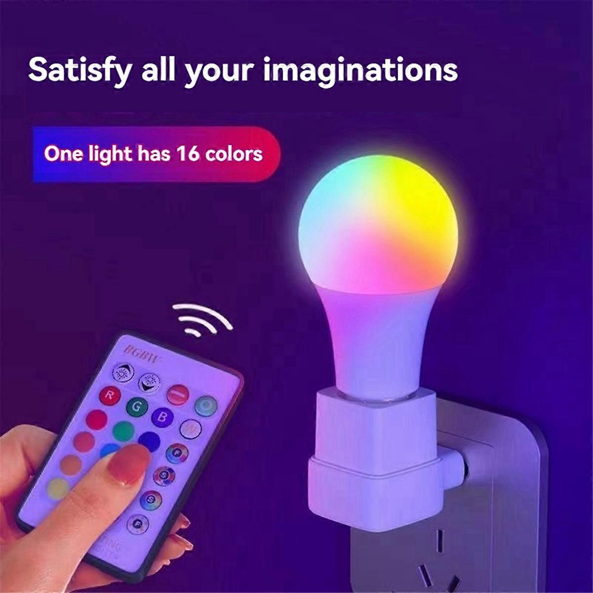 Led Colorful Light Bulb E27 Screw Bulb Lamp Dimming Remote Control with Memory Atmosphere Bulb Power 10W