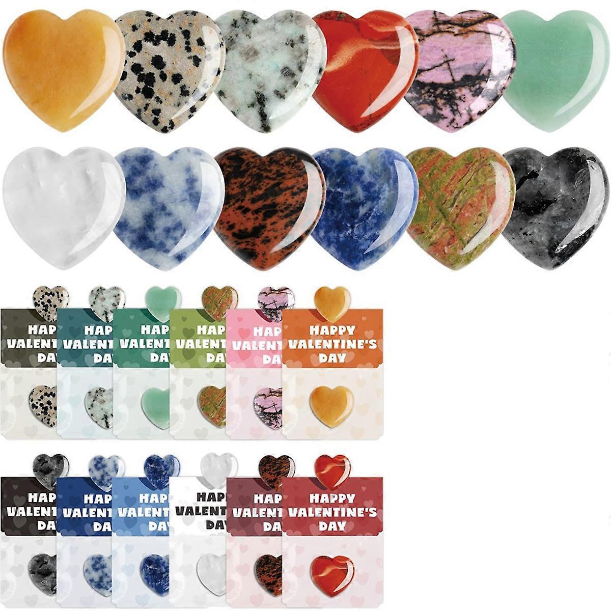 24 Pack Prefilled Valentine'S Day Cards with Heart-Shaped Gemstone