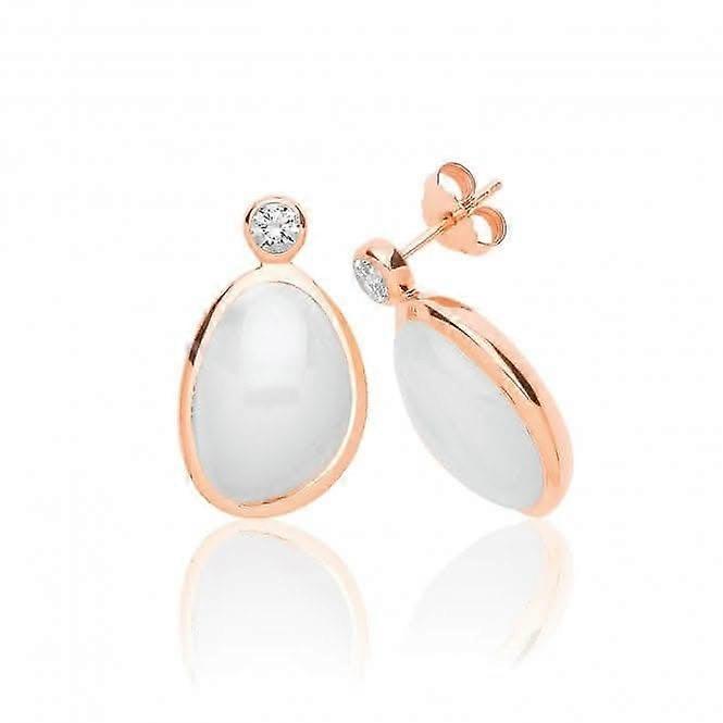 Silver & Co Rose Gold Plated White Moon Stone Cubic Zirconia Earrings SEG0090R