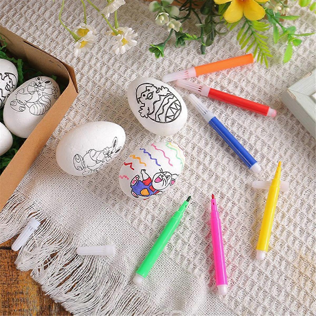 6Pcs Easter DIY Hand-Painted Eggs 2024 Children's Handmade Gift -D
