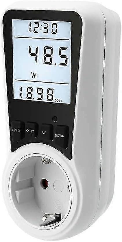 Electricity meter for socket, energy cost meter, electricity meter, socket, electricity meter with LCD display, 3680 W MAX/16 A