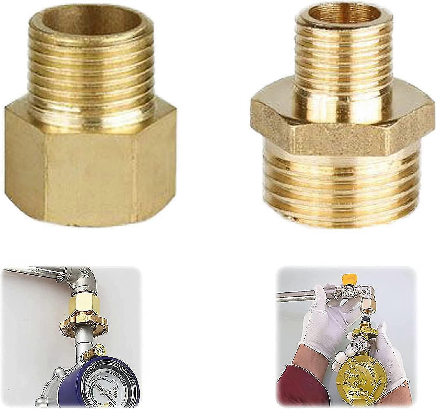 Gas Adapter Set Gas Hose Connector 1/2 To 1/4 Brass Gas Stove Adapter Transition Gas Hose Connector