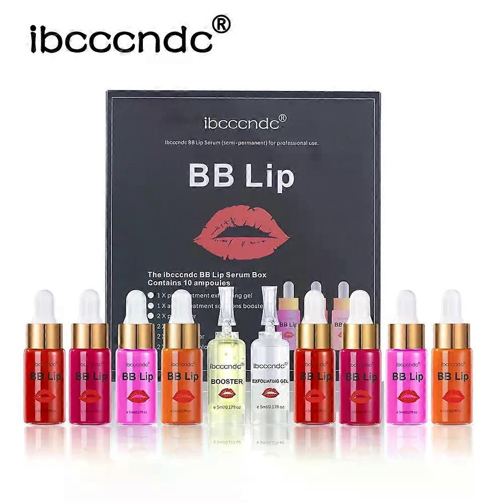 Shibingsheng BB Lips أمبولة مصل مجموعة مبتدئين شبه دائم BB ملمع الشفاه صبغة ملون ترطيب دائم للعناية بالشفاه كوريا جلو