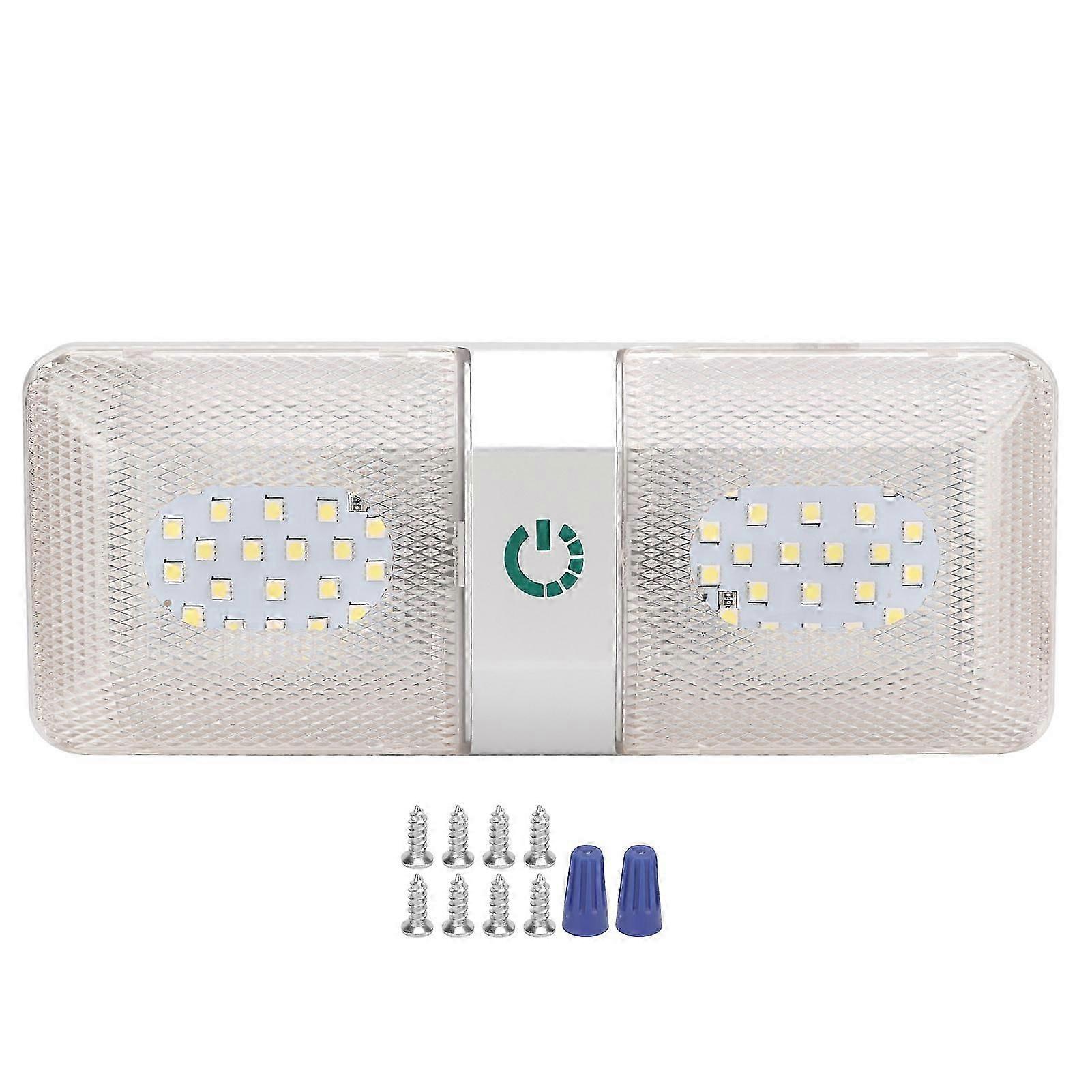 RV Ceiling Double Reading Light Touch Button Stepless 48 LEDs IP50 Waterproof Adjustable for Campers Trailers