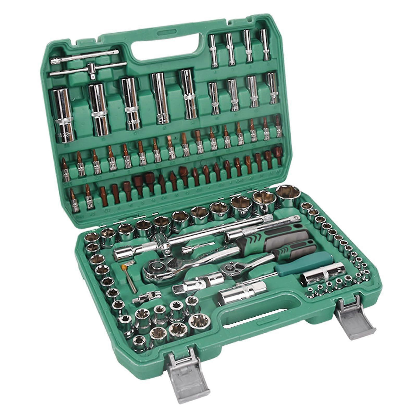 108pcs 1/2' 1/4' Socket and Drive Tool Set Mechanics Tools Kit Sockets Ratchet Wrench Set